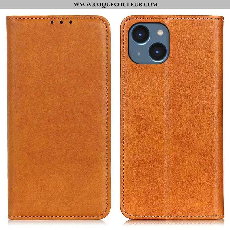 Flip Cover iPhone 14 Plus Cuir Fendu Mat