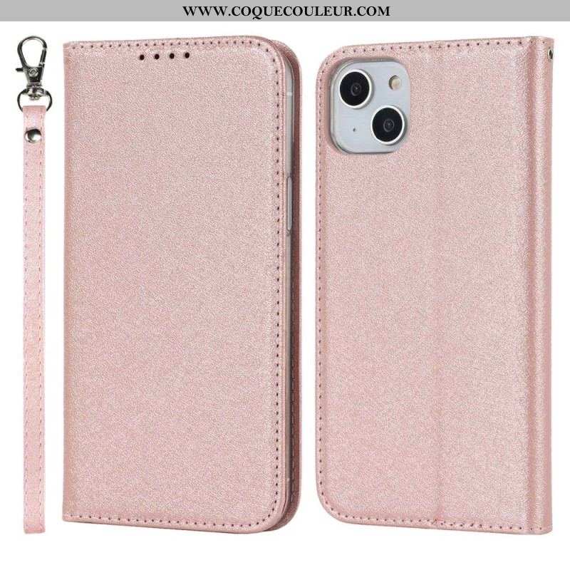 Flip Cover iPhone 14 Plus Style Cuir Douceur avec Lanière