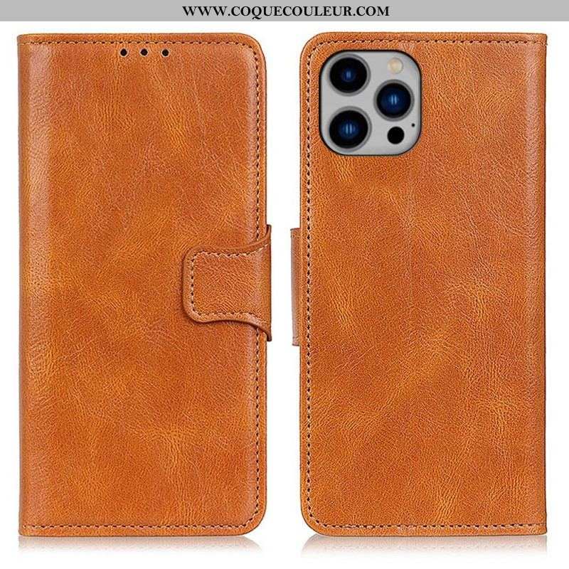 Housse iPhone 14 Plus Effet Cuir Fermoir Réversible