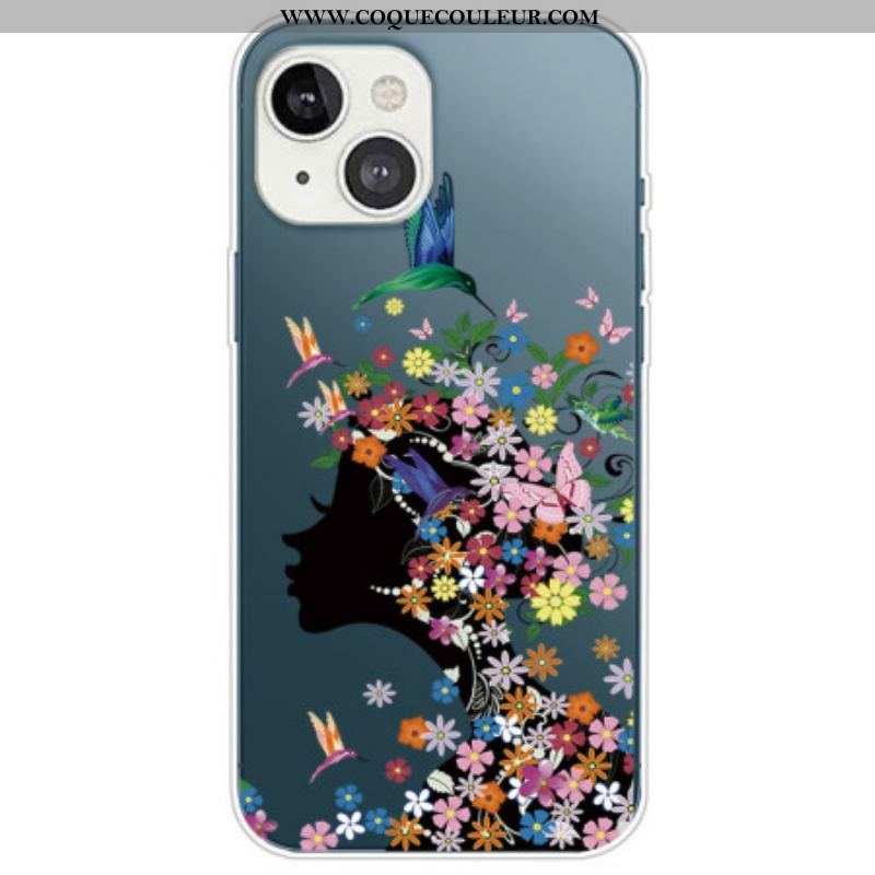 Coque iPhone 14 Plus Jolie Tête Fleurie