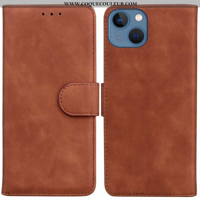 Housse iPhone 14 Plus Style Cuir Couture