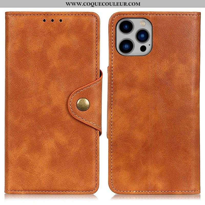 Housse iPhone 14 Plus Simili Cuir Bouton