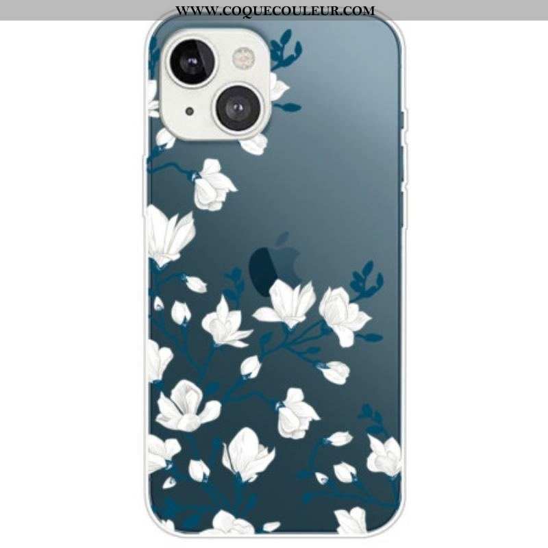 Coque iPhone 14 Plus Fleurs Blanches