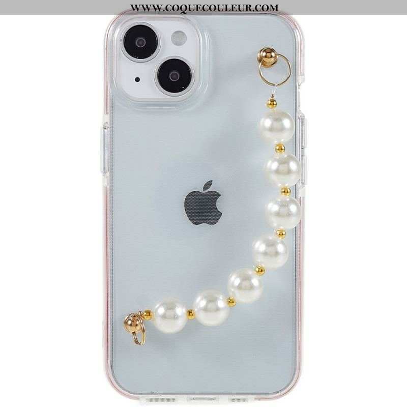 Coque iPhone 14 Plus Silicone Bracelet Perles