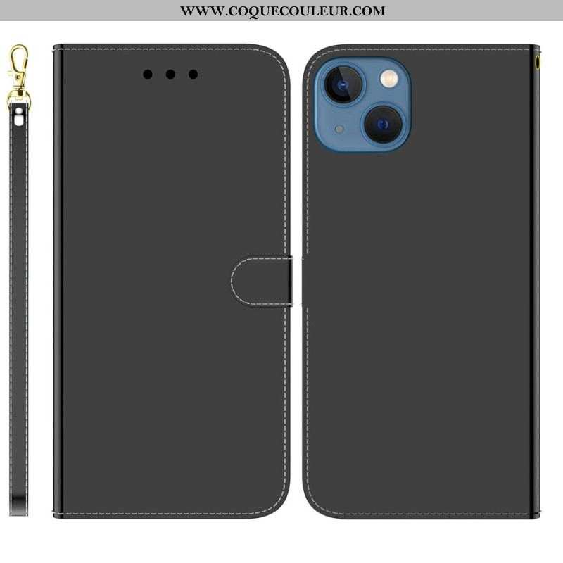 Housse iPhone 14 Plus Simili Cuir Couverture Miroir