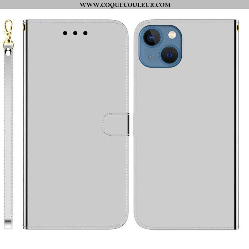 Housse iPhone 14 Plus Simili Cuir Couverture Miroir