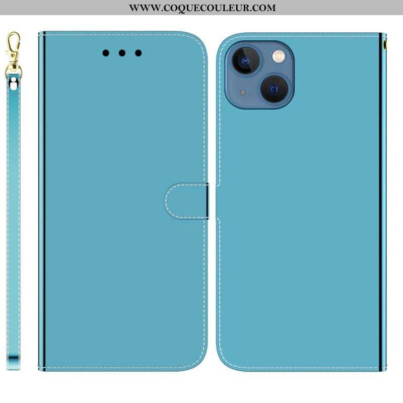 Housse iPhone 14 Plus Simili Cuir Couverture Miroir