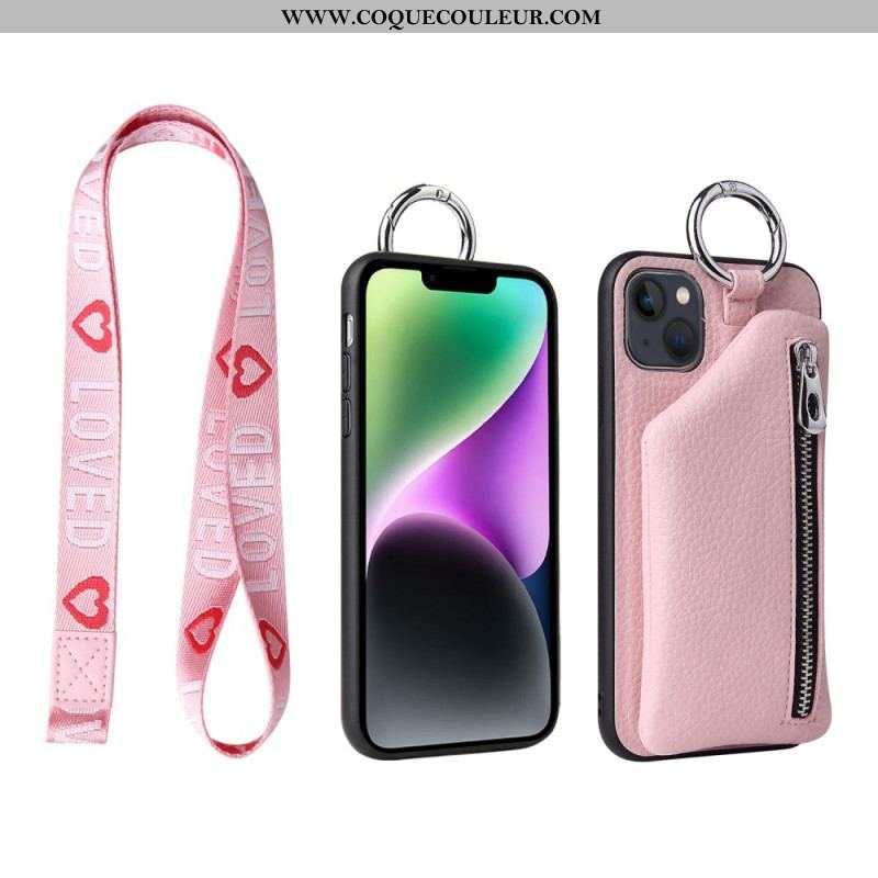 Coque iPhone 14 Plus Porte-Cartes dÉtachable avec Fermeture Éclaire