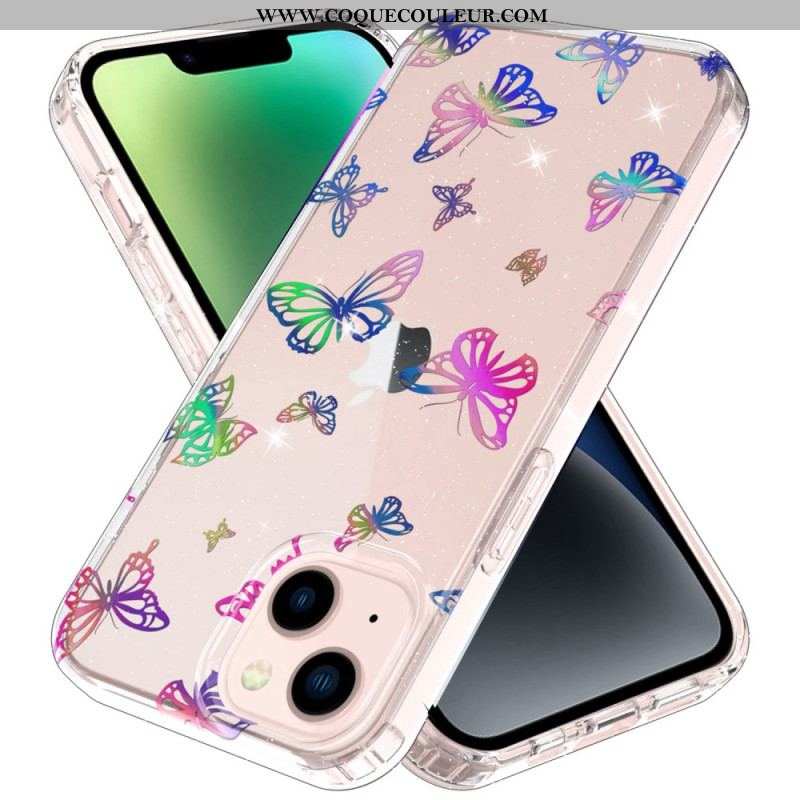 Coque iPhone 14 Plus Silicone Flexible Étoiles / Papillons