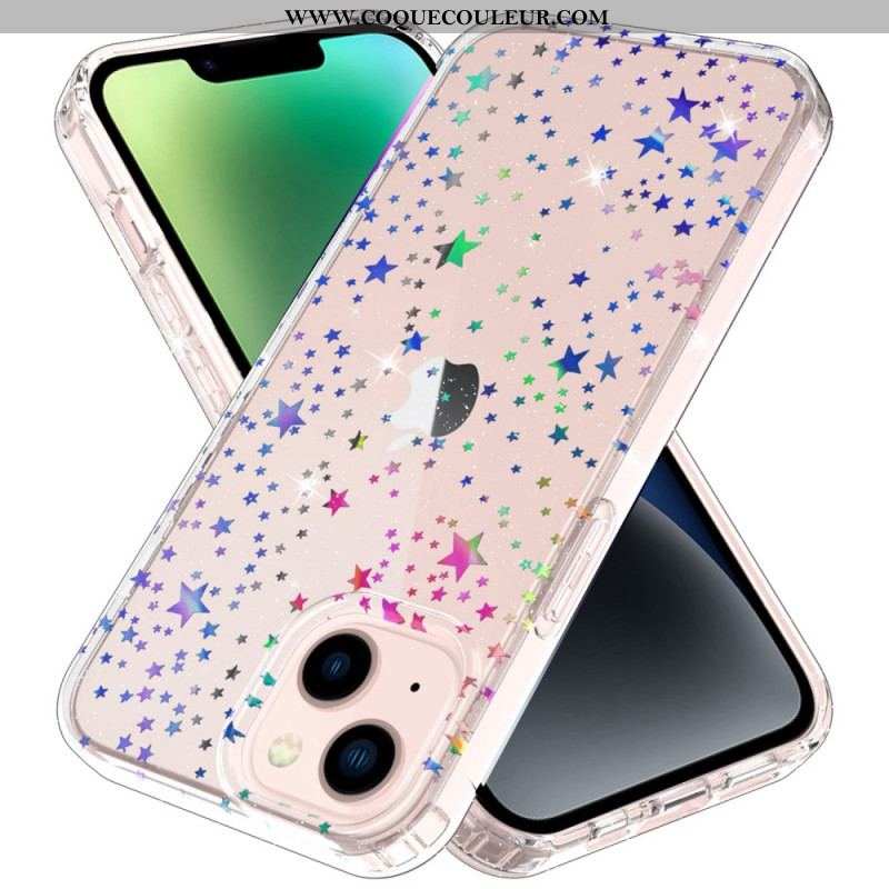 Coque iPhone 14 Plus Silicone Flexible Étoiles / Papillons