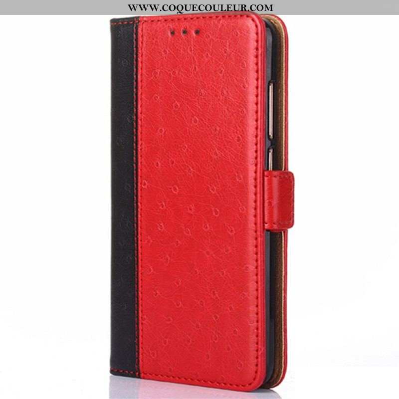 Flip Cover iPhone 14 Plus Style Cuir Autruche