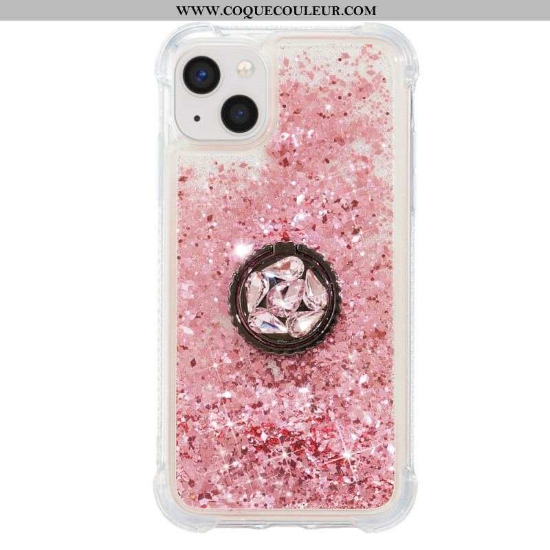 Coque iPhone 15 Plus Paillettes avec Anneau-Support