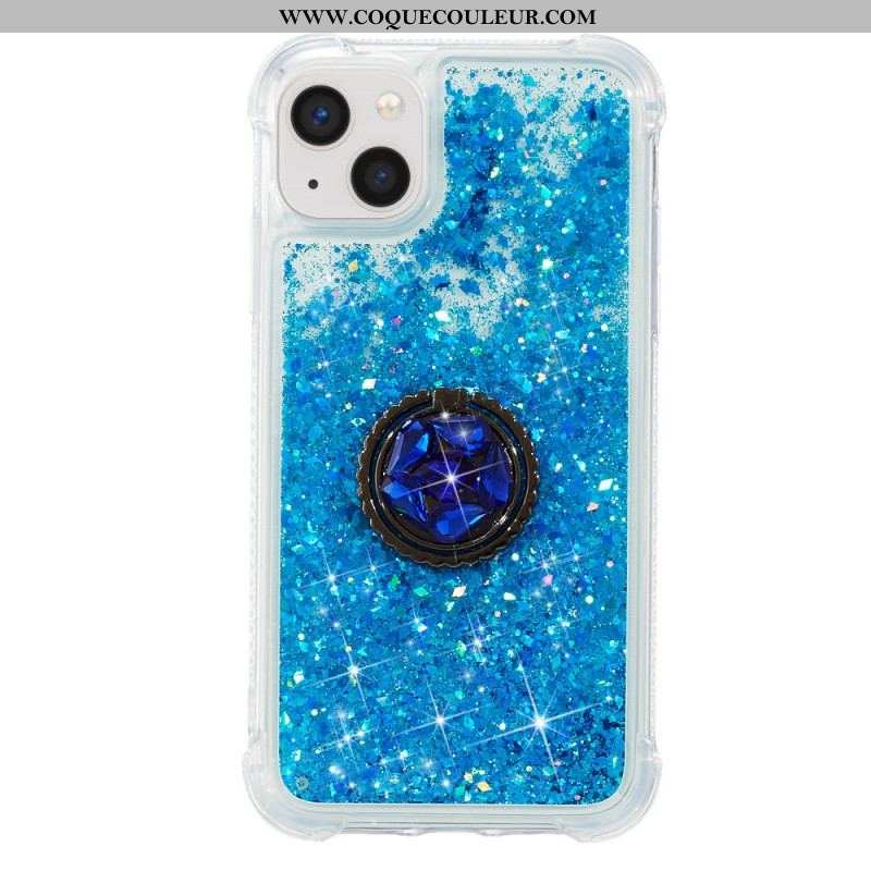 Coque iPhone 15 Plus Paillettes avec Anneau-Support