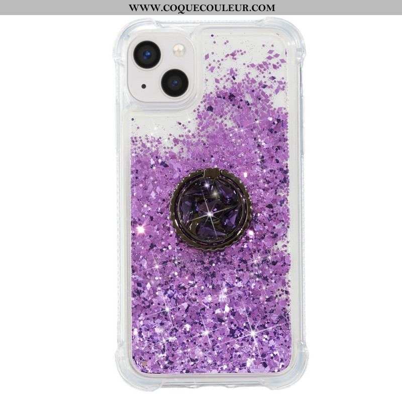 Coque iPhone 15 Plus Paillettes avec Anneau-Support