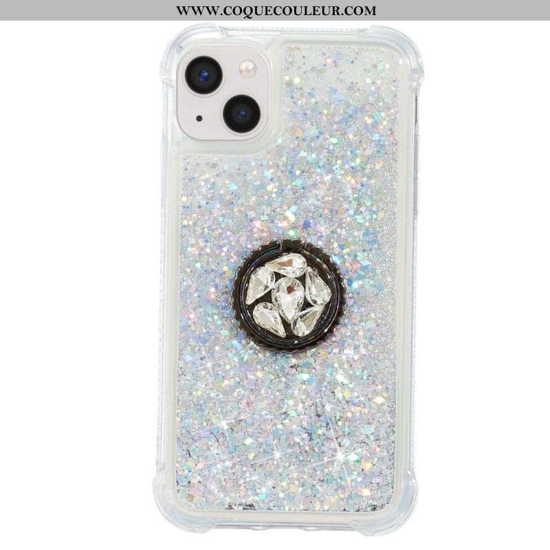 Coque iPhone 15 Plus Paillettes avec Anneau-Support