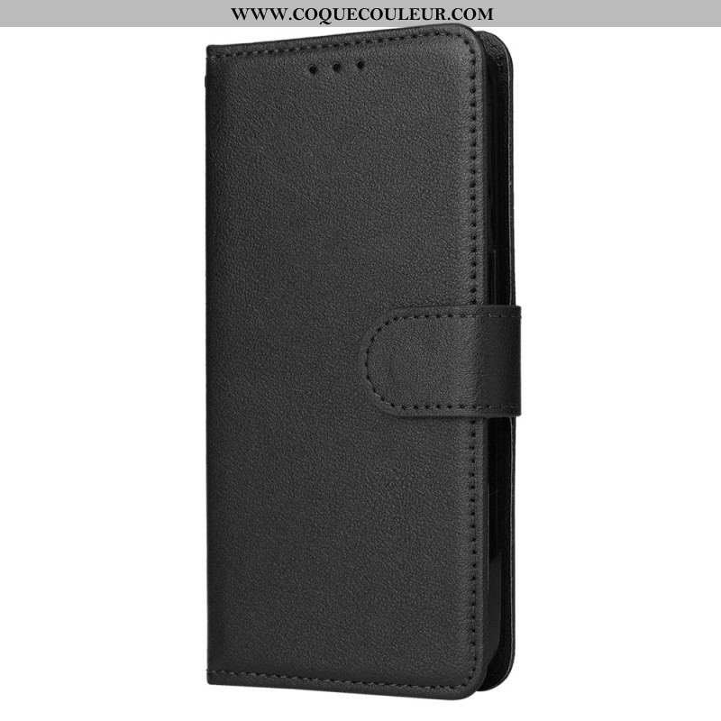 Housse iPhone 15 Plus Style Cuir Classique à Lanière