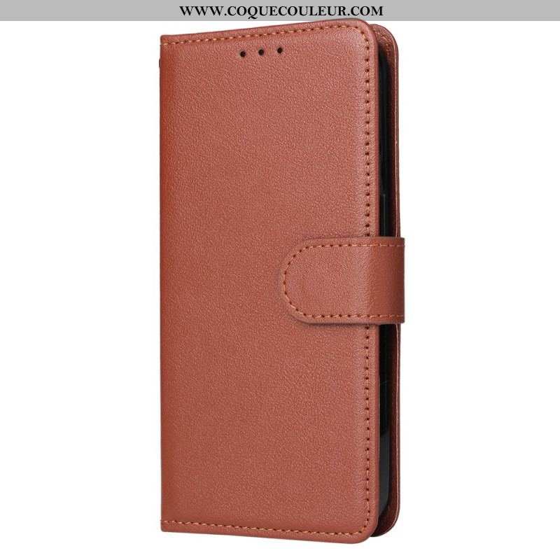 Housse iPhone 15 Plus Style Cuir Classique à Lanière