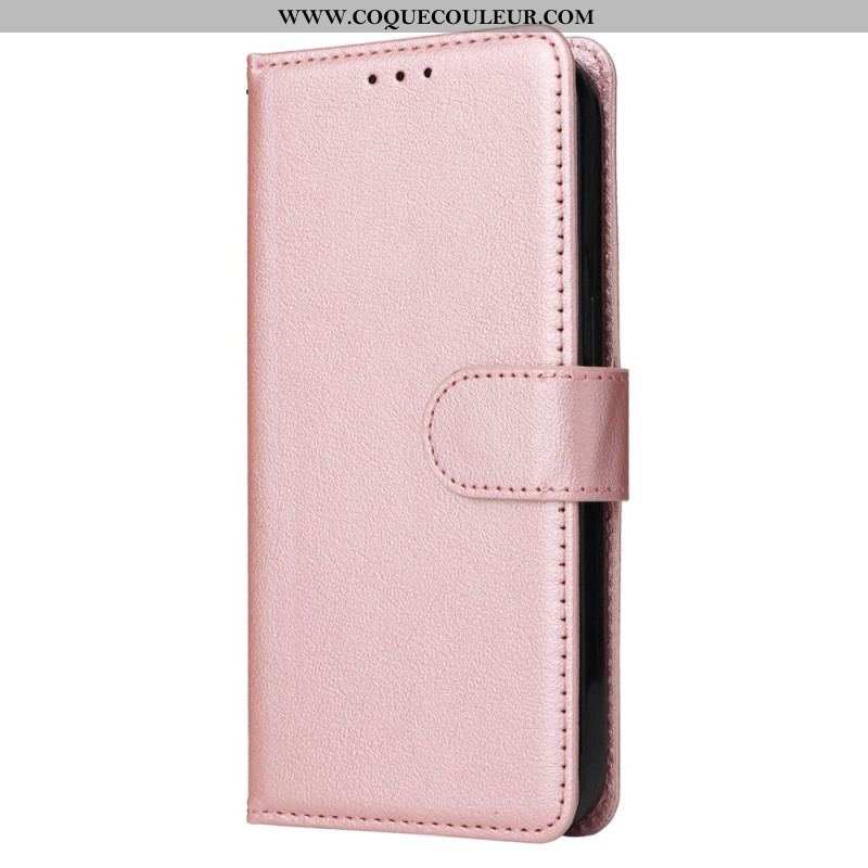 Housse iPhone 15 Plus Style Cuir Classique à Lanière