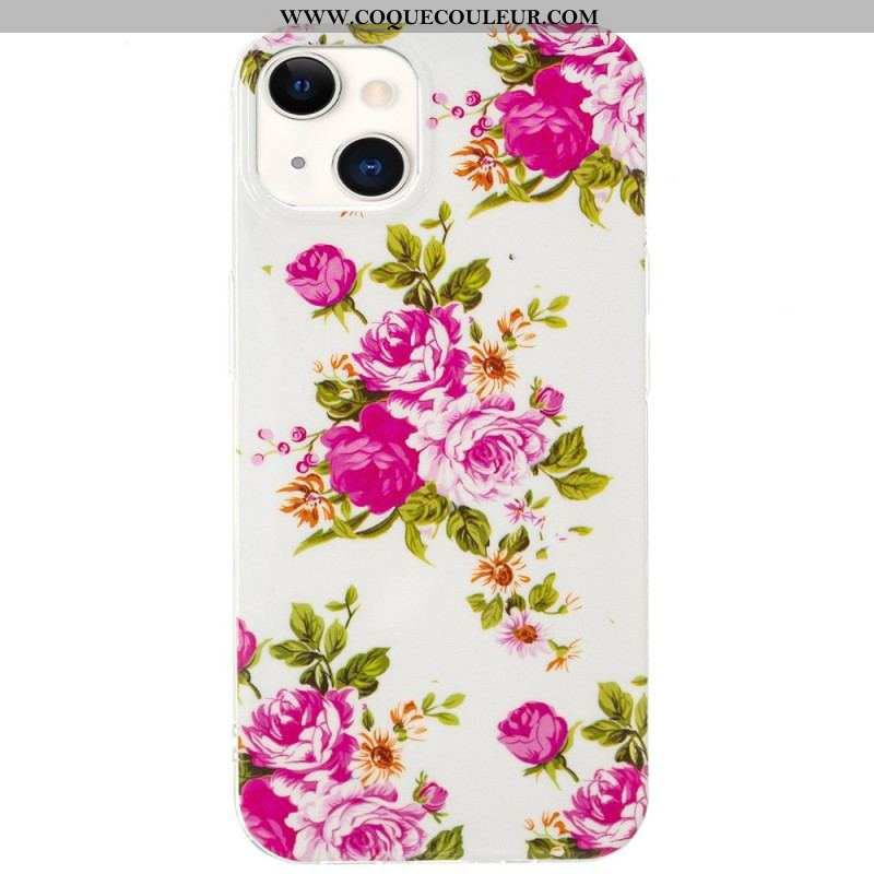 Coque iPhone 15 Plus Fluorescente Fleurs