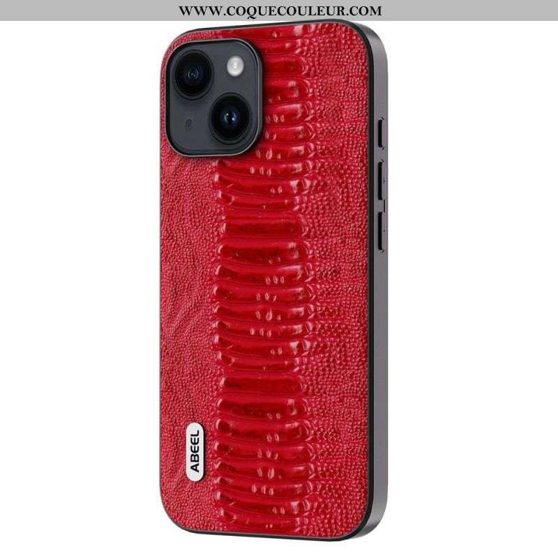 Coque iPhone 15 Plus Vrai Cuir ABEEL