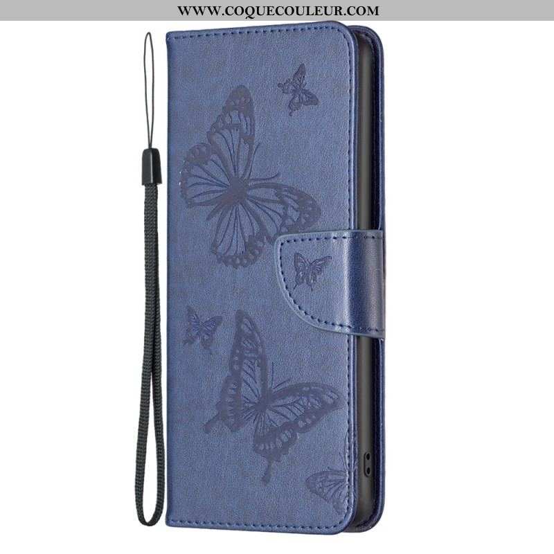 Housse iPhone 15 Plus Papillons Imprimés à Lanière