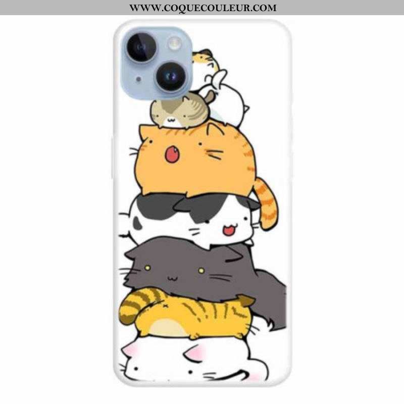 Coque iPhone 15 Plus Tas de Chats