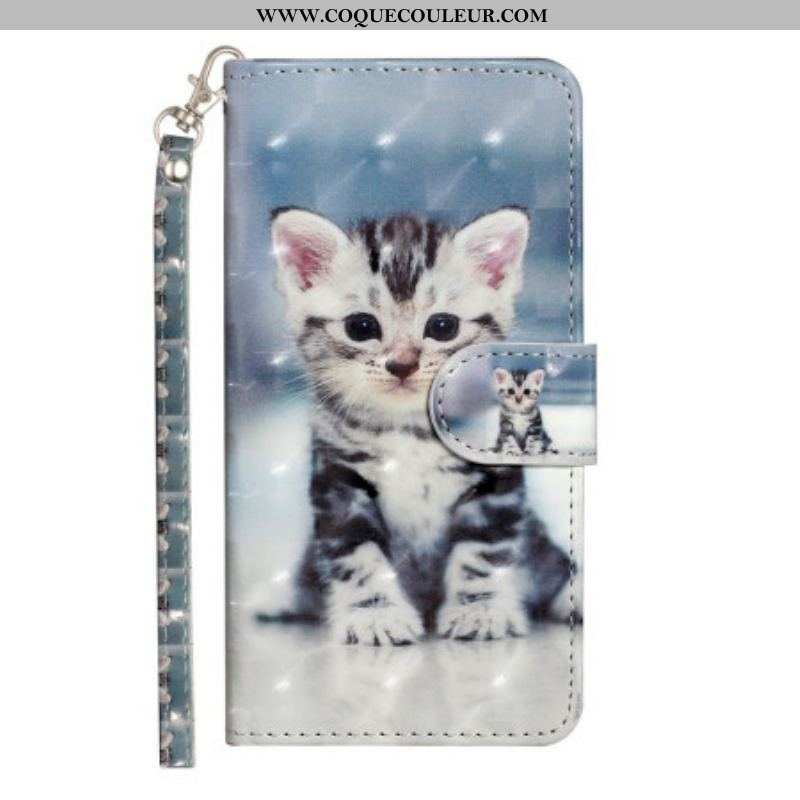 Housse iPhone 15 Plus Chaton 3D à Lanière