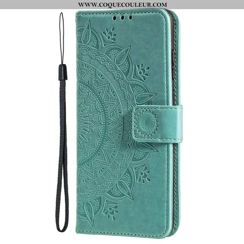 Housse iPhone 15 Plus Mandala Soleil avec Lanière