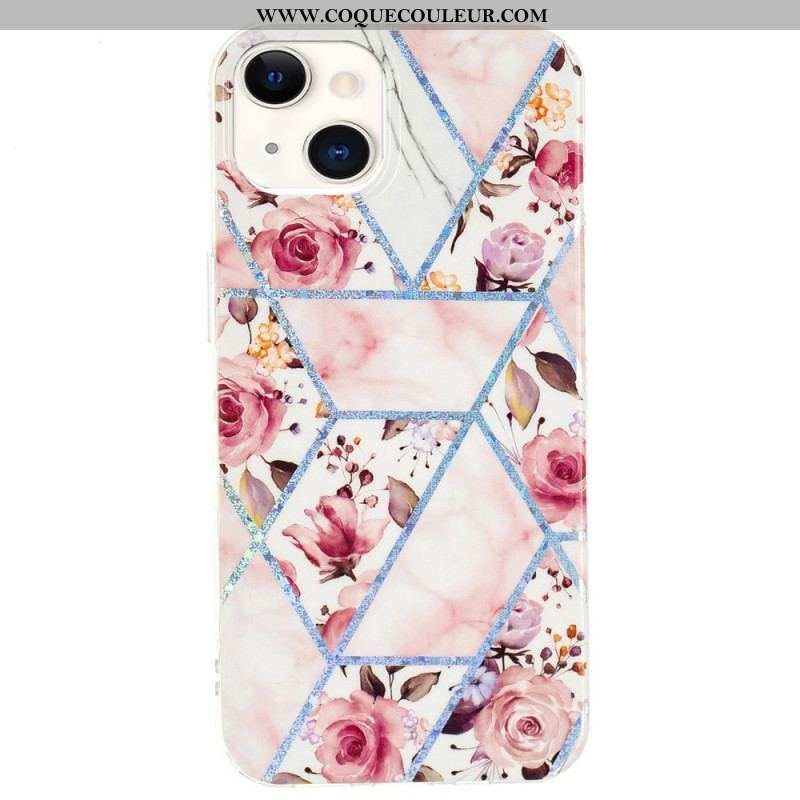 Coque iPhone 15 Plus Marbre Floral