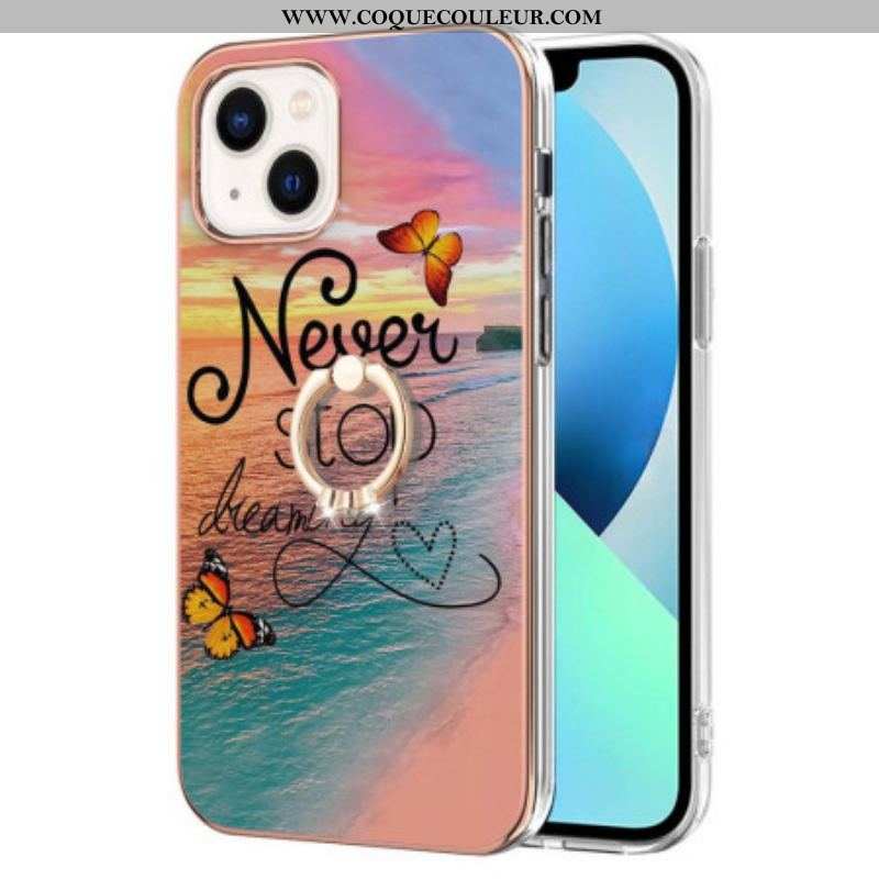 Coque iPhone 15 Plus Anneau-Support Never Stop Dreaming