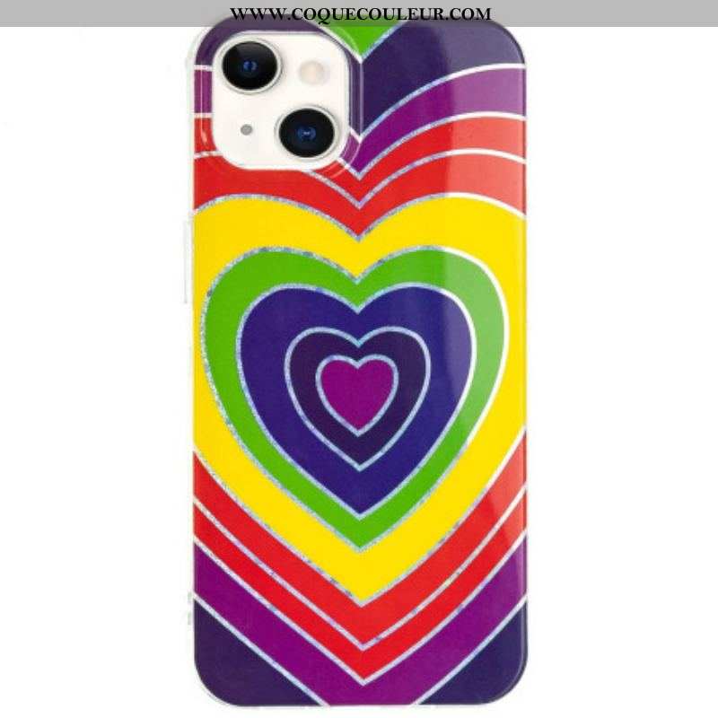 Coque iPhone 15 Plus Coeur Psychédélique