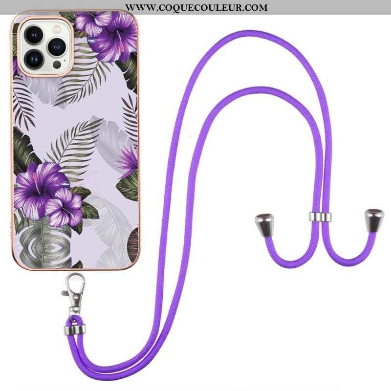 Coque iPhone 15 Pro Max à Cordon Florale