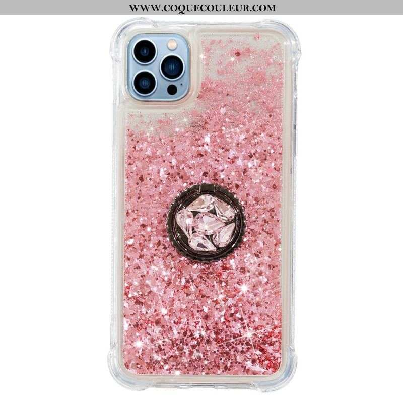 Coque iPhone 15 Pro Max Paillettes avec Anneau-Support