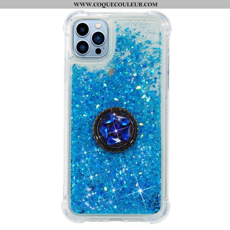 Coque iPhone 15 Pro Max Paillettes avec Anneau-Support