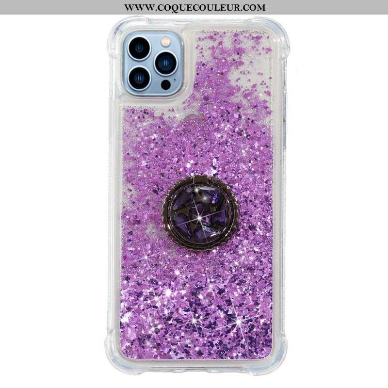 Coque iPhone 15 Pro Max Paillettes avec Anneau-Support