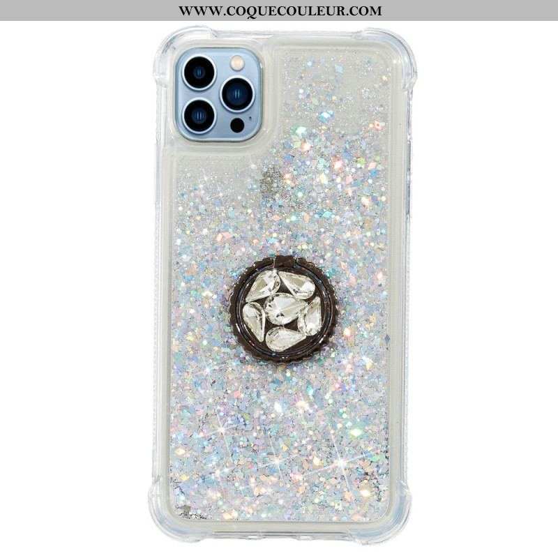 Coque iPhone 15 Pro Max Paillettes avec Anneau-Support