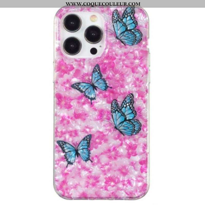 Coque iPhone 15 Pro Max Fleurs et Papillons