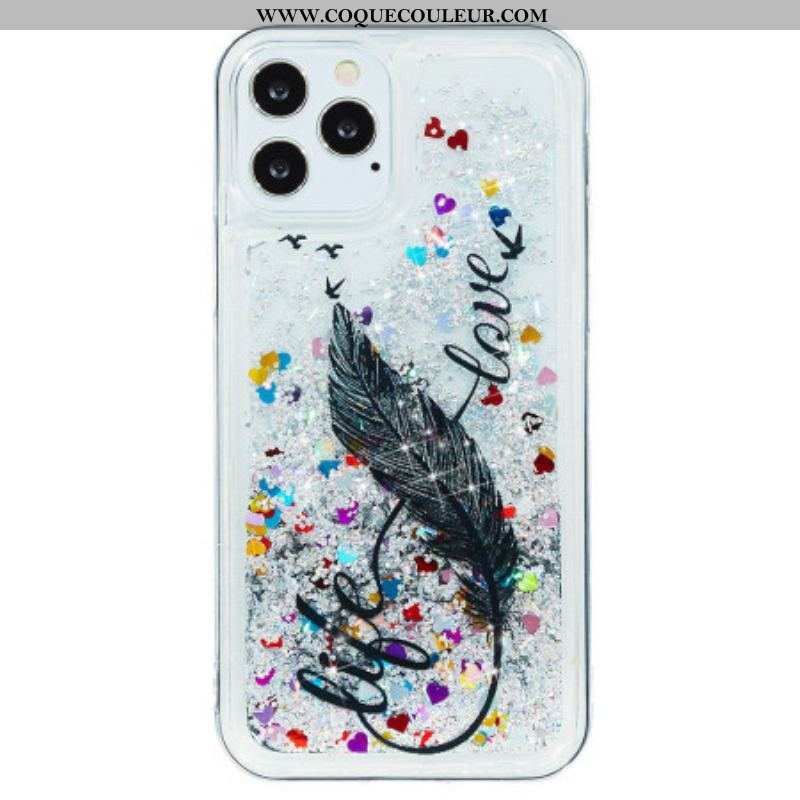 Coque iPhone 15 Pro Max Paillettes Plume