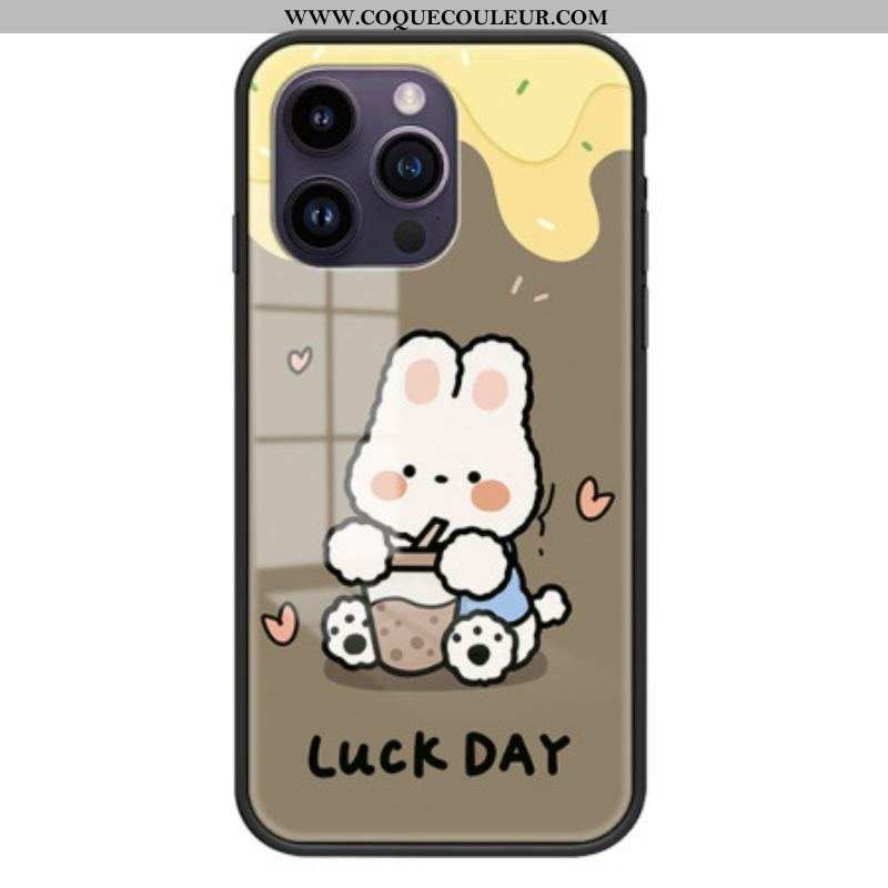 Coque iPhone 15 Pro Max Verre Trempé Milk Tea Rabbit