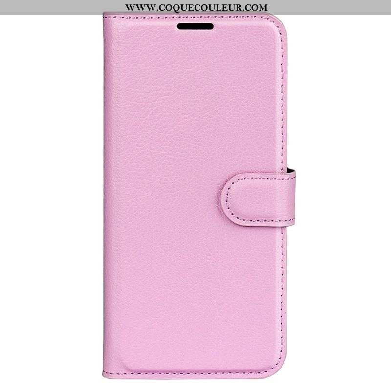 Housse iPhone 15 Pro Max Simili Cuir Litchi Classique