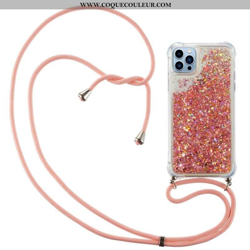 Coque iPhone 15 Pro Max à Cordon Paillettes