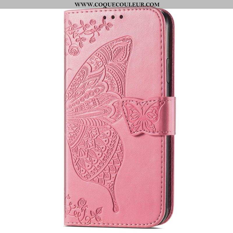 Housse iPhone 15 Pro Max Papillon Baroque à Lanière