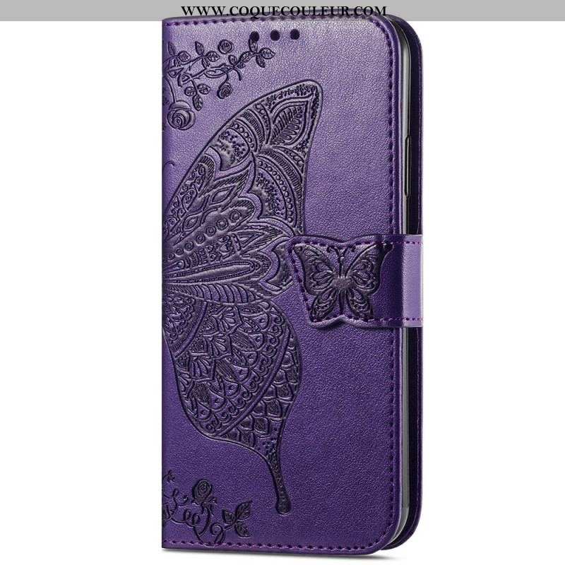 Housse iPhone 15 Pro Max Papillon Baroque à Lanière