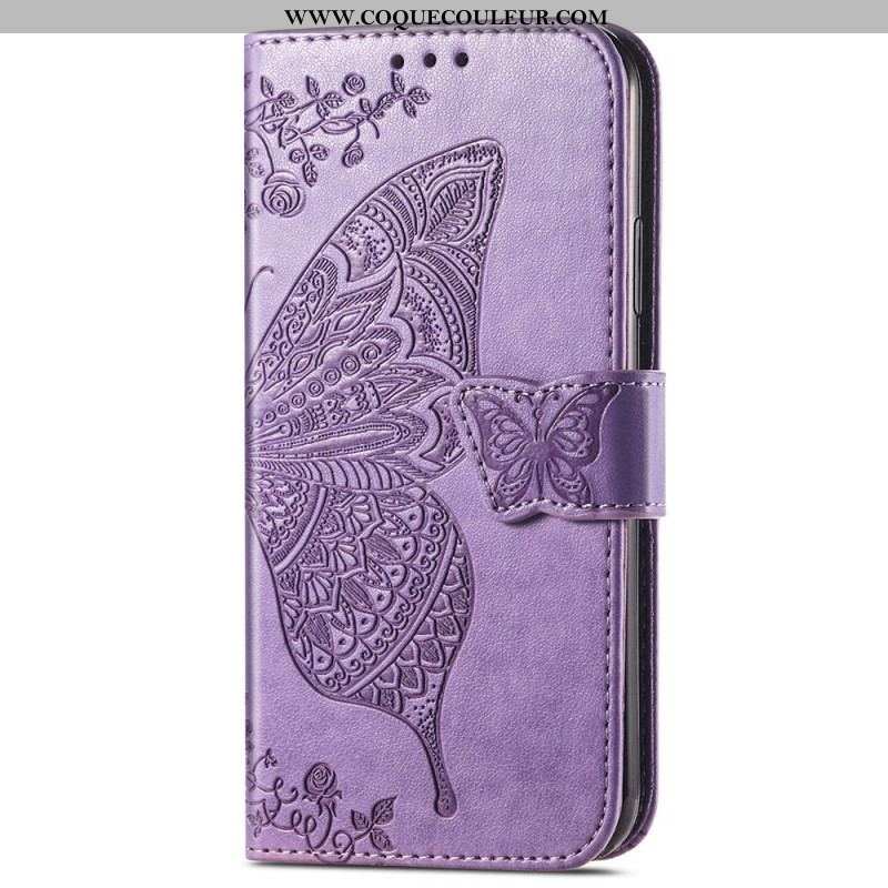 Housse iPhone 15 Pro Max Papillon Baroque à Lanière