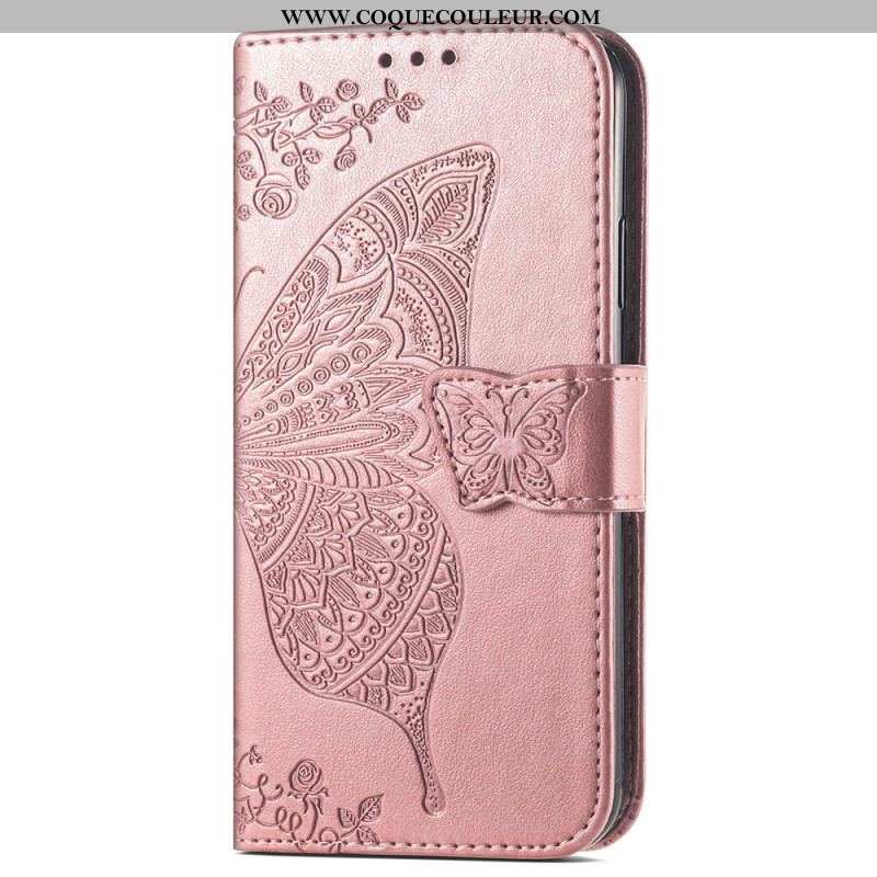 Housse iPhone 15 Pro Max Papillon Baroque à Lanière