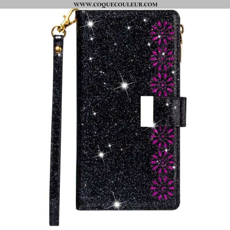 Housse iPhone 15 Pro Max Paillettes avec Porte-Monnaie