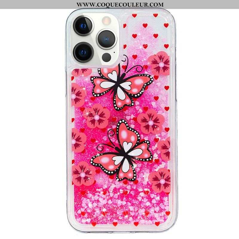 Coque iPhone 15 Pro Max Paillettes Papillons