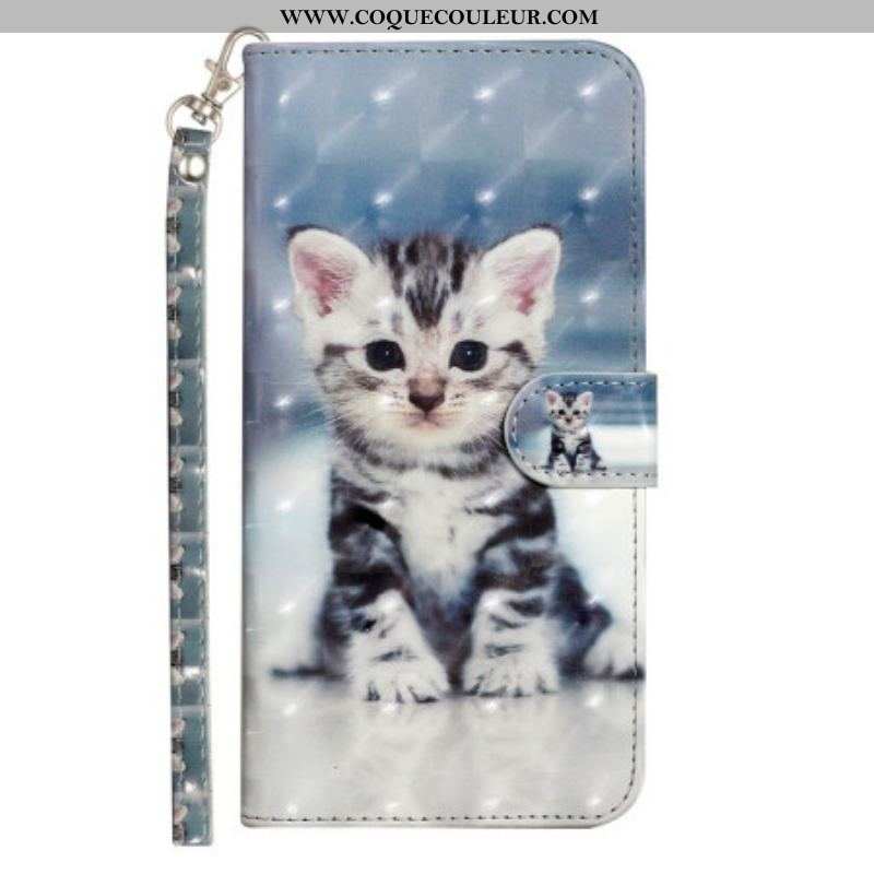 Housse iPhone 15 Pro Max Chaton 3D à Lanière