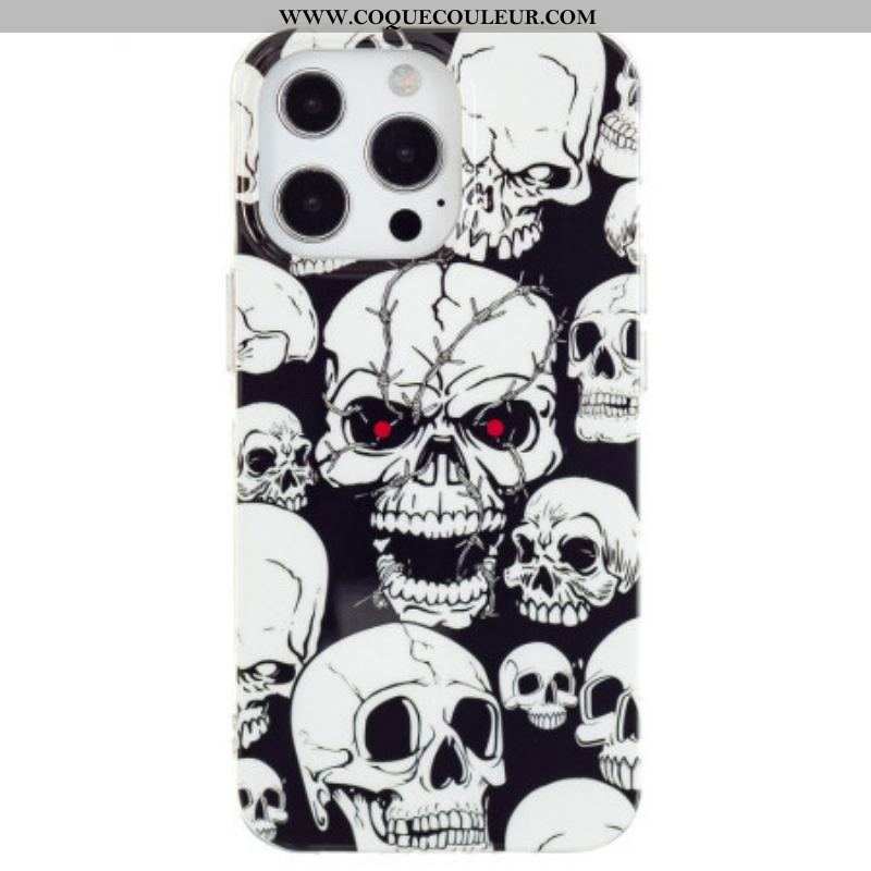 Coque iPhone 15 Pro Fluorescente Tête de Mort