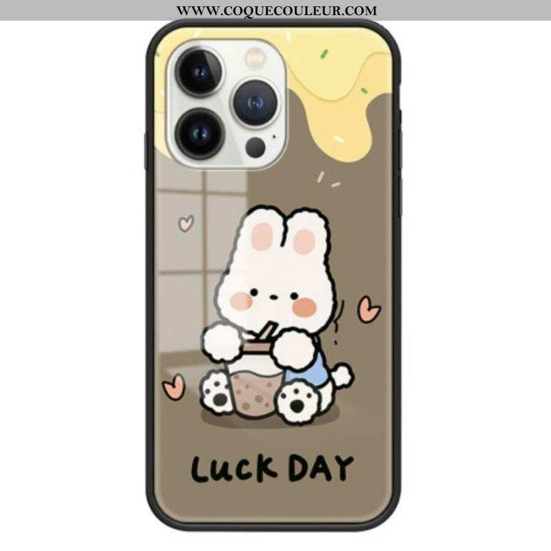 Coque iPhone 15 Pro Verre Trempé Milk Tea Rabbit